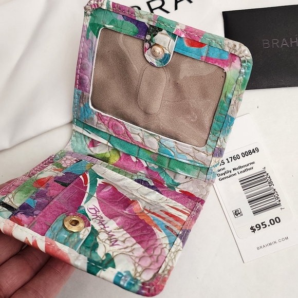 Brahmin Red and Pink Crossbody Bag with Artistic Print - Picture 4 of 9